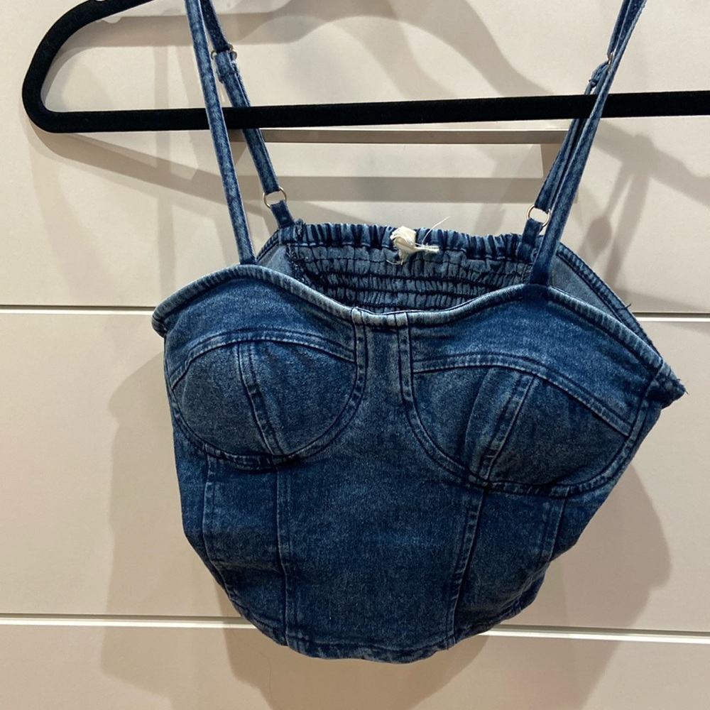 Rebellion Blue Denim Crop Top